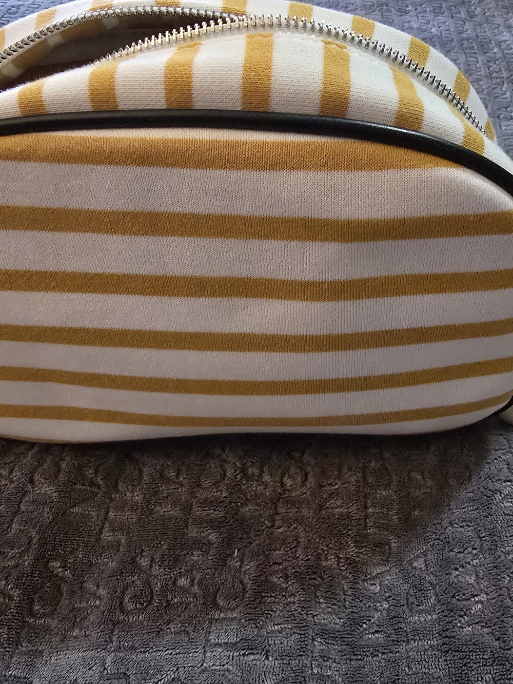 Zara Yellow & White Striped Cosmetic Pouch